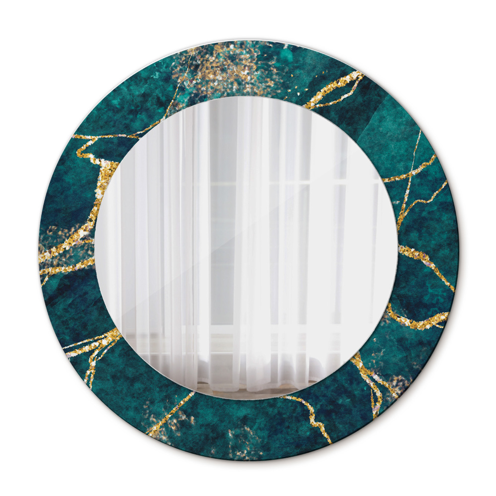 Kulaté dekorační zrcadlo Zelený malachitový mramor