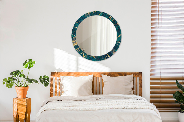 Kulaté dekorační zrcadlo Zelený malachitový mramor