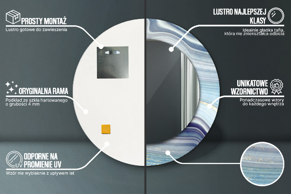 Kulaté dekorační zrcadlo Modrý mramor