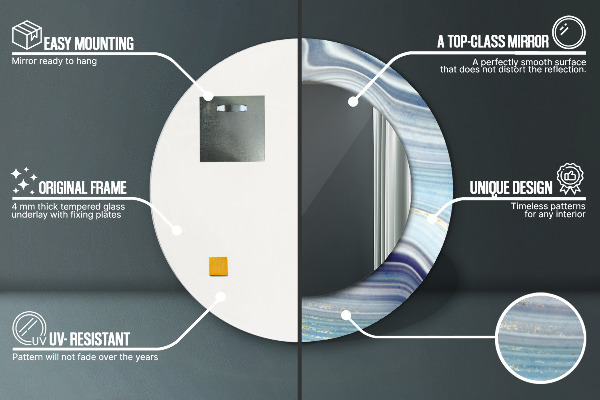 Kulaté dekorační zrcadlo Modrý mramor