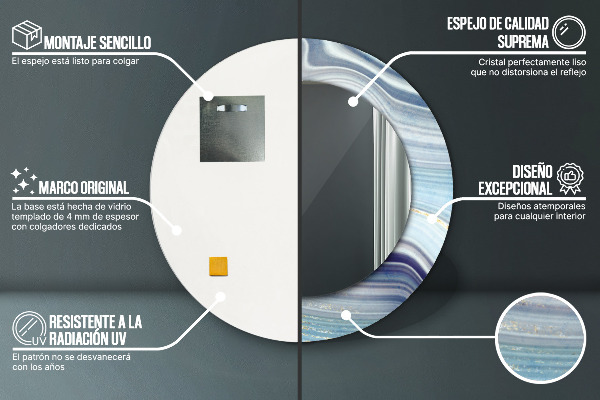 Kulaté dekorační zrcadlo Modrý mramor