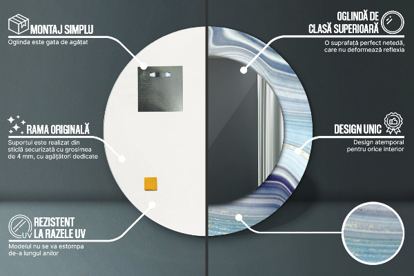 Kulaté dekorační zrcadlo Modrý mramor