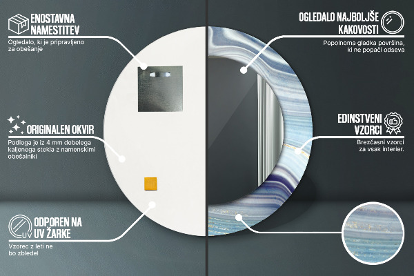 Kulaté dekorační zrcadlo Modrý mramor