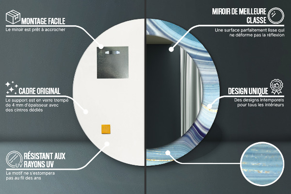 Kulaté dekorační zrcadlo Modrý mramor
