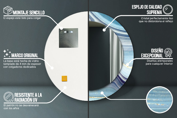 Kulaté dekorační zrcadlo Modrý mramor