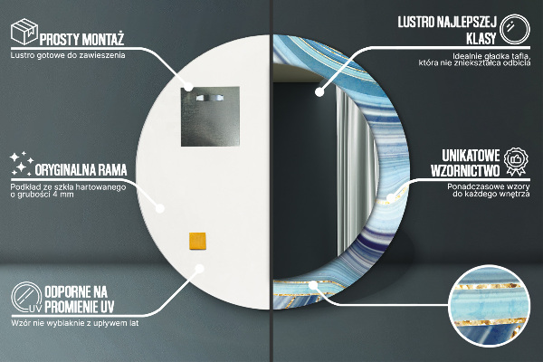 Kulaté dekorační zrcadlo Modrý mramor