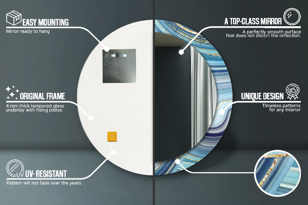 Kulaté dekorační zrcadlo Modrý mramor