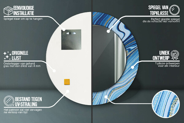 Kulaté dekorační zrcadlo na zeď Modrý mramor