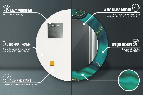 Kulaté dekorační zrcadlo na zeď Emerald Marble