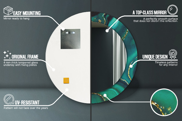 Kulaté dekorační zrcadlo na zeď Emerald Marble