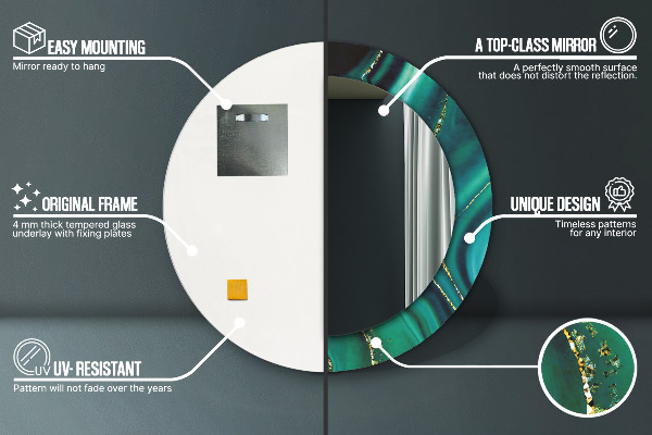 Kulaté dekorační zrcadlo na zeď Emerald Marble