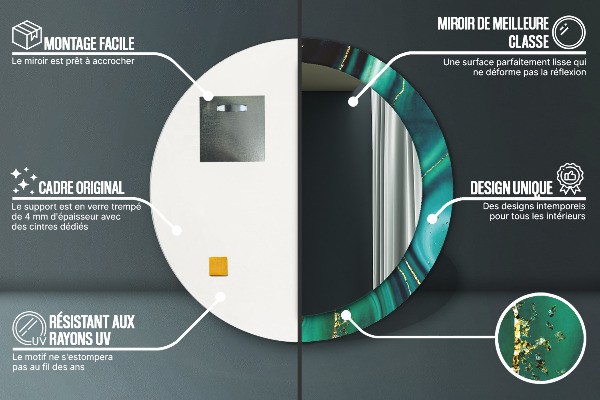 Kulaté dekorační zrcadlo na zeď Emerald Marble