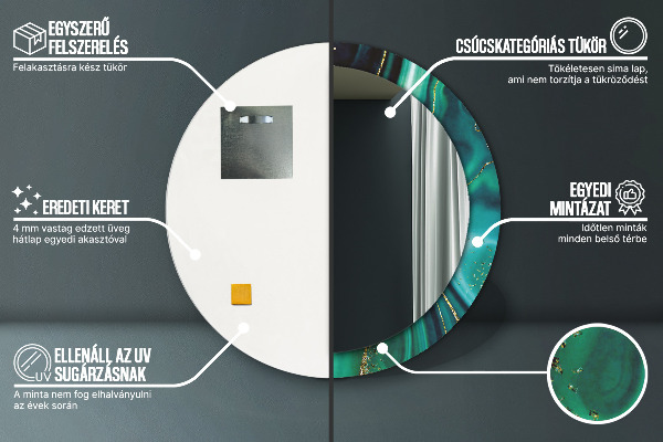 Kulaté dekorační zrcadlo na zeď Emerald Marble