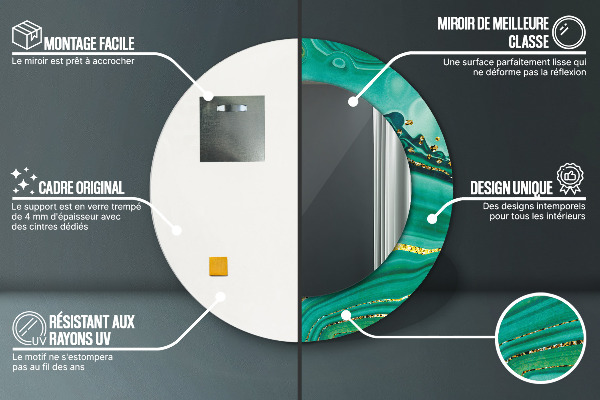 Kulaté dekorační zrcadlo Achát Jaspis Marble