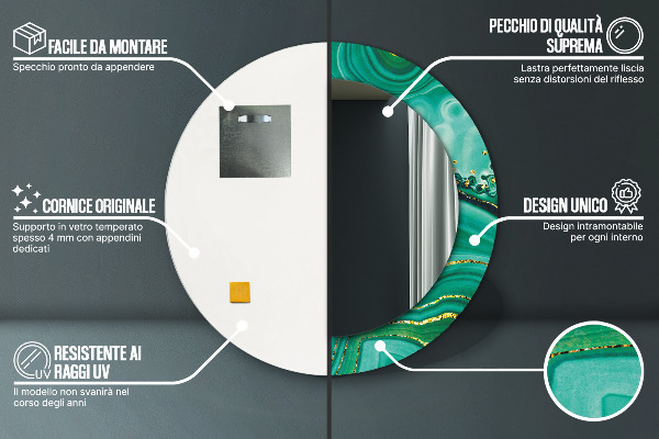 Kulaté dekorační zrcadlo Achát Jaspis Marble