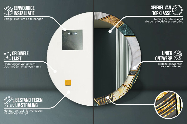 Kulaté dekorační zrcadlo Agat mramor a zlato