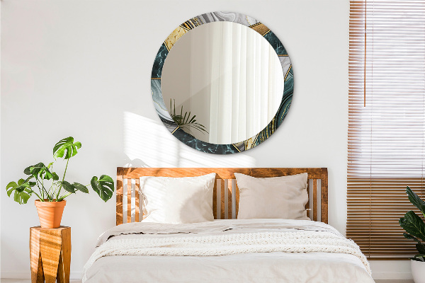 Kulaté dekorační zrcadlo Agat mramor a zlato