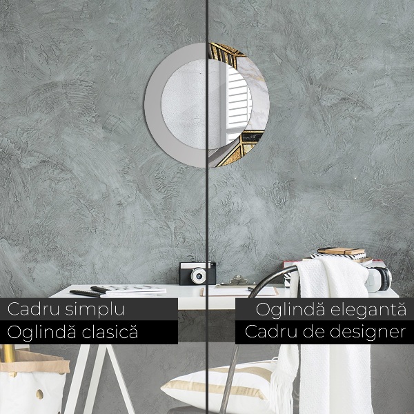 Kulaté dekorační zrcadlo Agat mramor a zlato