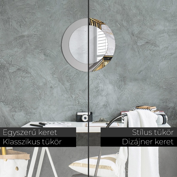 Kulaté dekorační zrcadlo Agat mramor a zlato