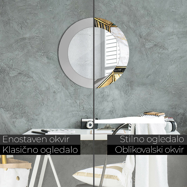 Kulaté dekorační zrcadlo Agat mramor a zlato