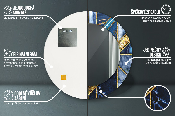 Kulaté dekorační zrcadlo Moderní mramor