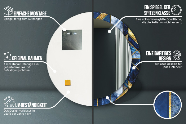 Kulaté dekorační zrcadlo Moderní mramor