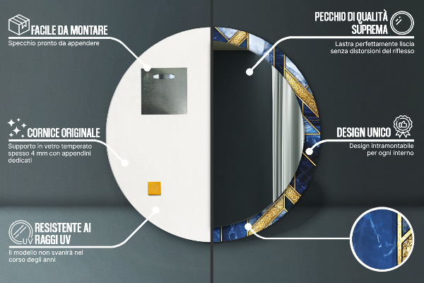 Kulaté dekorační zrcadlo Moderní mramor