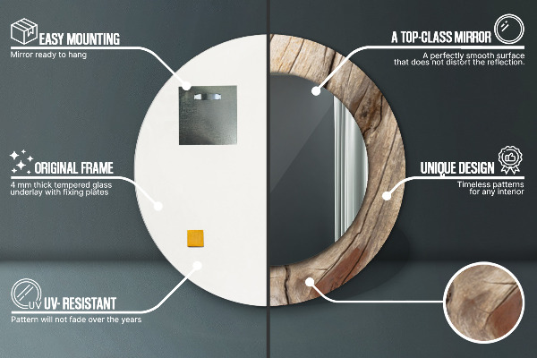 Kulaté dekorační zrcadlo Prasklé dřevo