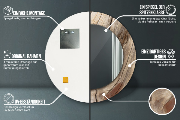 Kulaté dekorační zrcadlo Prasklé dřevo