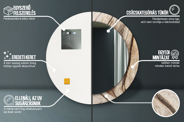 Kulaté dekorační zrcadlo Prasklé dřevo