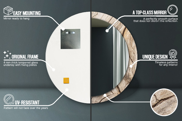 Kulaté dekorační zrcadlo Prasklé dřevo