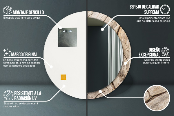 Kulaté dekorační zrcadlo Prasklé dřevo