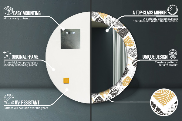 Kulaté zrcadlo s potiskem Srdce Doodle