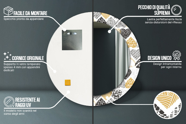 Kulaté zrcadlo s potiskem Srdce Doodle