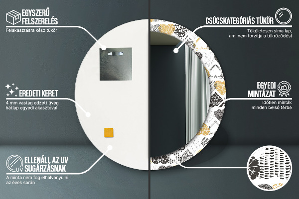 Kulaté zrcadlo s potiskem Srdce Doodle