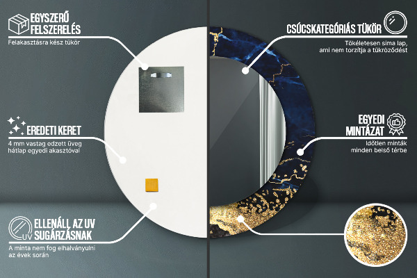 Kulaté zrcadlo s potiskem Modrý mramor