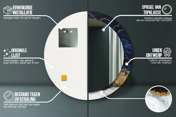 Kulaté zrcadlo s potiskem Modrý mramor