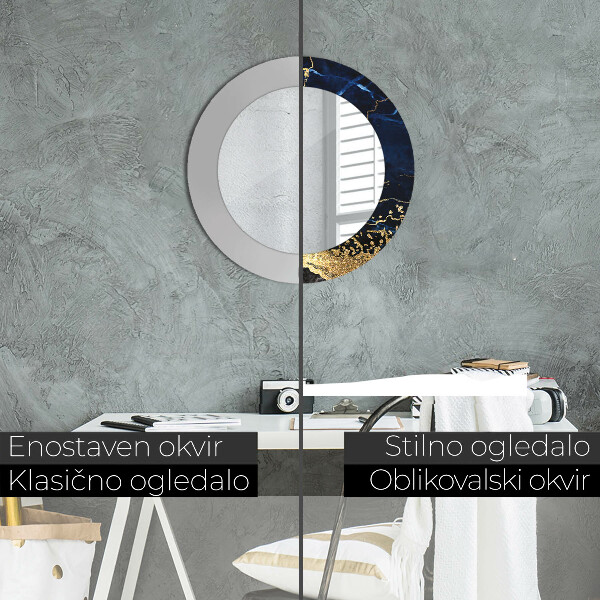 Kulaté zrcadlo s potiskem Modrý mramor
