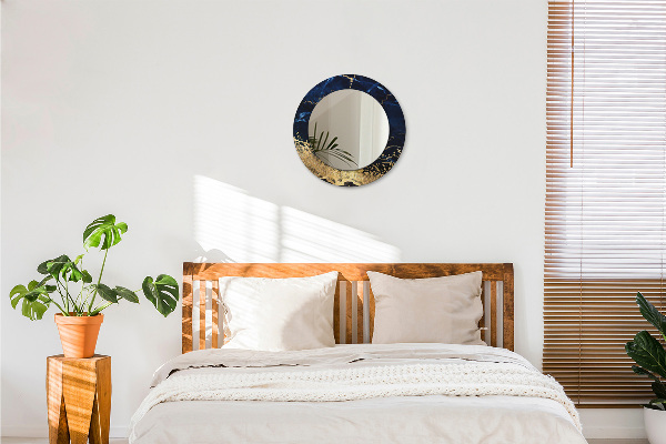 Kulaté zrcadlo s potiskem Modrý mramor