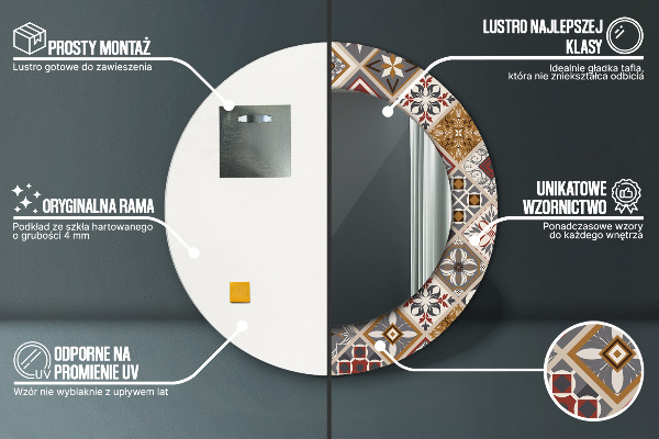 Kulaté zrcadlo rám s potiskem Turecký vzor