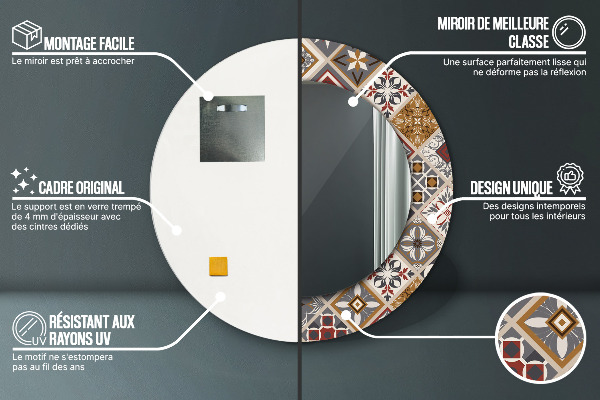 Kulaté zrcadlo rám s potiskem Turecký vzor