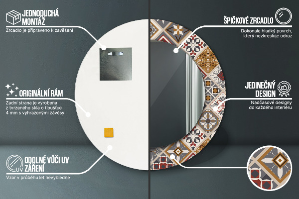 Kulaté zrcadlo rám s potiskem Turecký vzor