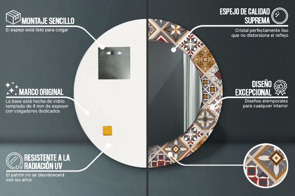 Kulaté zrcadlo rám s potiskem Turecký vzor