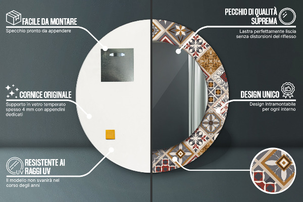 Kulaté zrcadlo rám s potiskem Turecký vzor