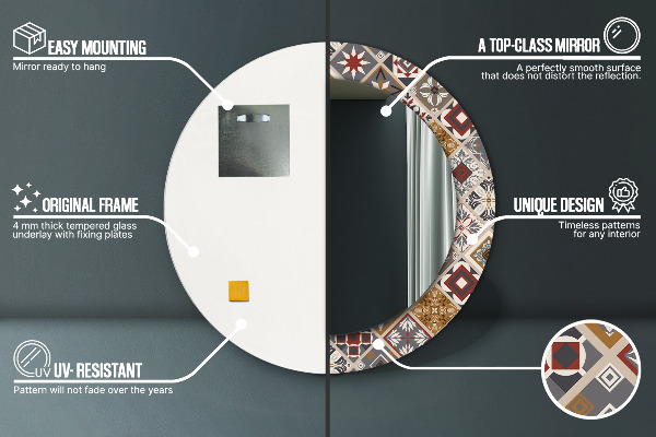 Kulaté zrcadlo rám s potiskem Turecký vzor