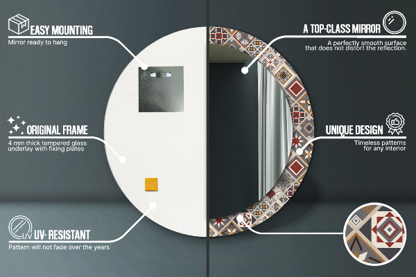 Kulaté zrcadlo rám s potiskem Turecký vzor