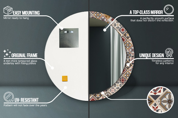 Kulaté zrcadlo rám s potiskem Turecký vzor