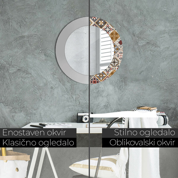 Kulaté zrcadlo rám s potiskem Turecký vzor