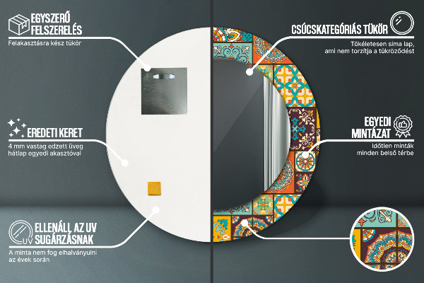 Kulaté dekorační zrcadlo na zeď Arabský vzor