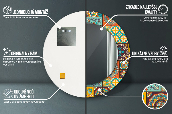 Kulaté dekorační zrcadlo na zeď Arabský vzor